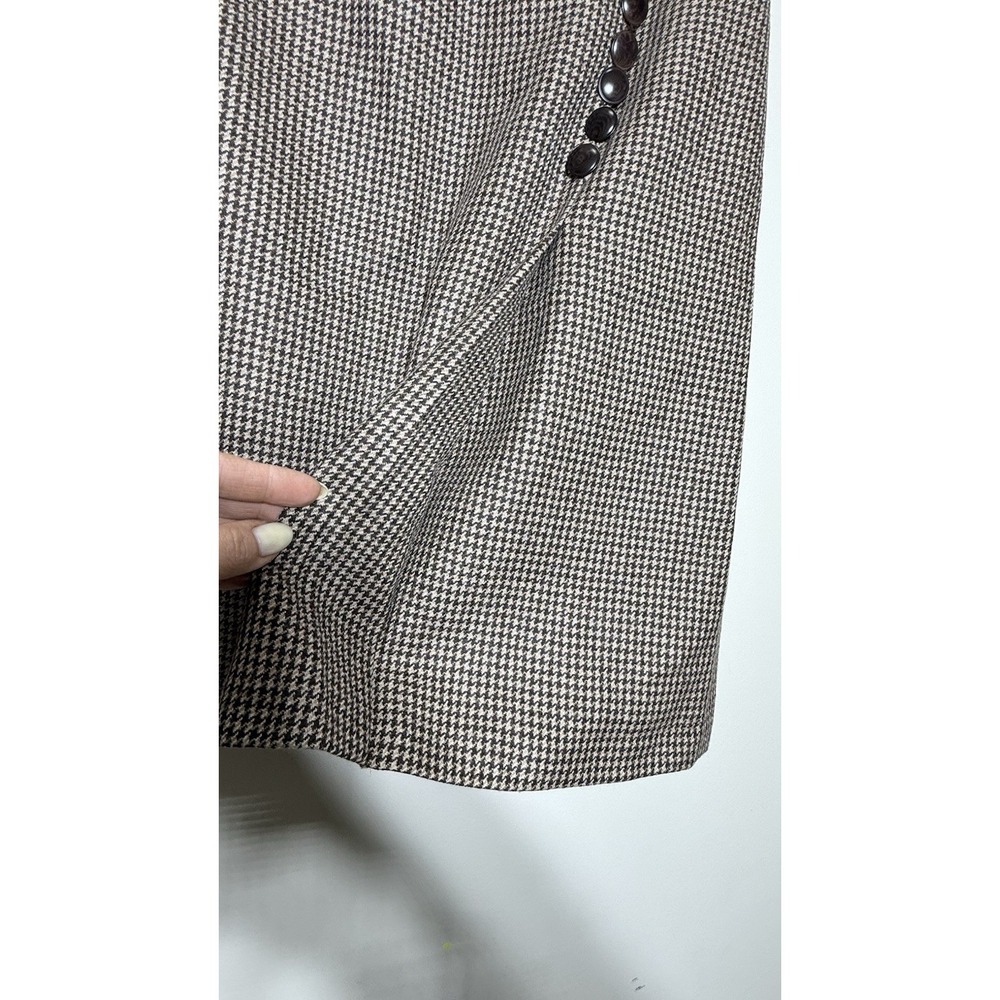 Talbots Petites 10 Wool Houndstooth Skirt Suit Set Blazer Jacket A-Line Brown - Picture 7 of 16